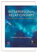 TEST BANK INTERPERSONAL RELATIONSHIPS PROFESSIONAL COMMUNICATION SKILLS FOR NURSES 9TH EDITION BY ELIZABETH C&period; ARNOLD&comma; KATHLEEN UNDERMAN BOGGS ISBN NO&colon;0323551335 QUESTIONS & ANSWERS COMPLETE AND WELL EXPLAINED AND  VERIFIED BY EXPERTS 100&percnt; CORRECT &vert; LATES