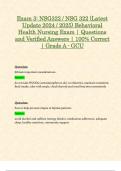Exam 3&colon; NSG322 &sol; NSG 322 &lpar;Latest Update 2024 &sol; 2025&rpar; Behavioral Health Nursing Exam &vert; Questions and Verified Answers &vert; 100&percnt; Correct &vert; Grade A - GCU