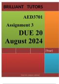 AED3701 Assignment 3 &lpar;COMPLETE ANSWERS&rpar; 2024 &lpar;738471&rpar; - DUE 20 August 2024 &semi; 100&percnt; TRUSTED Complete&comma; trusted solutions and explanations&period; 