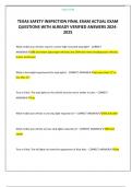 TEXAS SAFETY INSPECTION FINAL EXAM ACTUAL EXAM QUESTIONS WITH ALREADY VERIFIED ANSWERS 2024-2025