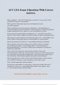 ACC LEA Exam 4 Questions With Correct Answers&period;