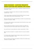 Maine Insurance - Questions Frequently Missed