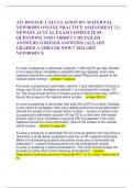 ATI DOSAGE CALCULATION RN MATERNAL NEWBORN ONLINE PRACTICE ASSESSMENT 3&period;1 NEWEST ACTUAL EXAM COMPLETE 85 QUESTIONS AND CORRECT DETAILED ANSWERS &lpar;VRIFIED ANSWERS&rpar; &vert;ALEADY GRADED A&plus;&vert;&vert;BRAND NEW&excl;&excl;&grave;2024-2025   NEWBORN&rsquo;S