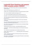 Locksmith Exam Questions and answers &vert; With complete solution NEWEST