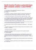 North Carolina Practice Locksmith Exam With complete solution &vert; Latest RATED A&plus;