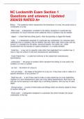 NC Locksmith Exam Section 1 Questions and answers &vert; Updated 2024&sol;25 RATED A&plus;