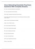 Cisco Networking Essentials Prep Exam Questions With Complete Answers&period;