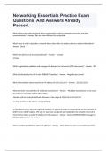 Networking Essentials Practice Exam Questions  And Answers Already Passed&period;