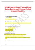 NR 228 Nutrition Exam&sol; Focused Study  Guide&comma; Questions with Correct Verified  Answers&sol; Rated A&plus; &period; 