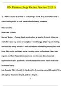 RN Pharmacology Online Practice A  Questions and Answers &lpar;2024 &sol; 2025&rpar; &lpar;Verified Answers&rpar;