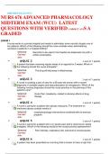MIDTERM EXAM &lpar;WCU NURS 676 ADVANCED PHARMACOLOGY MIDTERM EXAM &lpar;WCU&rpar;  LATEST QUESTIONS WITH VERIFIED CORRECT ANSS A GRADED 