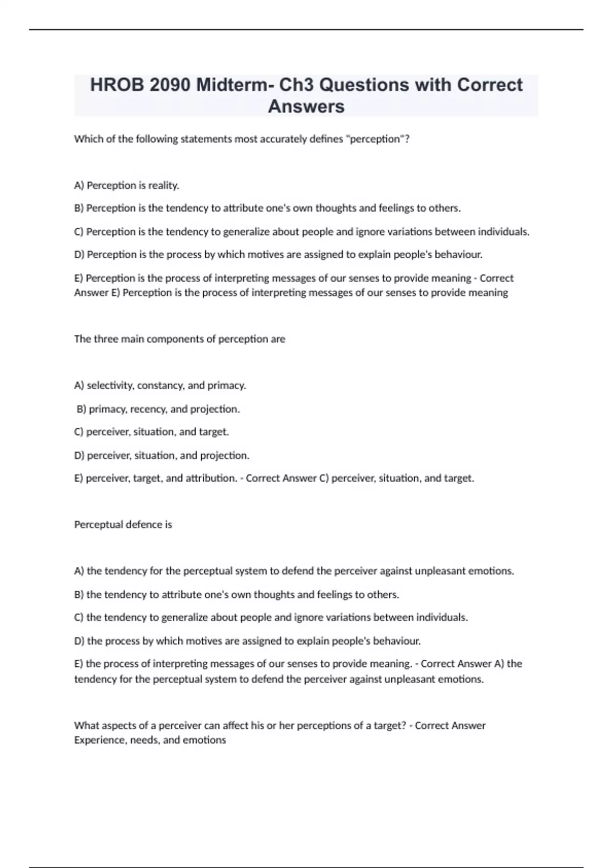 HROB 2090 Midterm- Ch3 Questions with Correct Answers - HROB 2090 ...