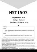 NST1502 Assignment 3 &lpar;ANSWERS&rpar; 2024 - DISTINCTION GUARANTEED