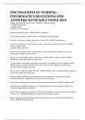 FOUNDATIONS IN NURSING INFORMATICS QUESTIONS AND ANSWERS WITH SOLUTIONS 2024