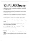 PMP - PROJECT SCHEDULE MANAGEMENT ACCURATE QUESTIONS AND ANSWERS WITH SOLUTIONS 2024