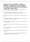 PROJECT MANAGEMENT LESSON 5&colon; PROJECT SCHEDULE MANAGEMENT ACCURATE QUESTIONS AND ANSWERS WITH SOLUTIONS 2024