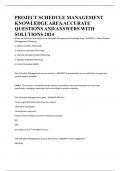 PROJECT SCHEDULE MANAGEMENT KNOWLEDGE AREA ACCURATE QUESTIONS AND ANSWERS WITH SOLUTIONS 2024