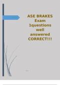 ASE BRAKES Exam 1questions well answered CORRECT&excl;&excl;&excl;