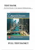 Test Bank for Real Estate Principles&colon; A Value Approach&comma; 7th Edition by Ling&comma; All Chapter 1-23 &vert; Complete Guide A&plus;