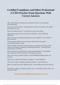 Certified Compliance and Ethics Professional &lpar;CCEP&rpar; Practice Exam Questions With Correct Answers