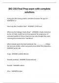BIO 350 Final Prep exam with complete solutions&period;
