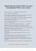 Florida Drug and Alcohol Traffic Awareness Exam Questions With Correct Answers&period;
