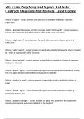 MD Exam Prep Maryland Agency And Sales Contracts Questions And Answers Latest Update