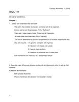 BIOL 111 Course Notes