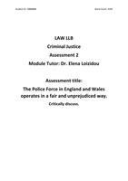 The Police Force in England and Wales operates in a fair and unprejudiced way