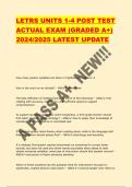 LETRS UNITS 1-4 POST TEST ACTUAL EXAM &lpar;GRADED A&plus;&rpar;  2024&sol;2025 LATEST UPDATE