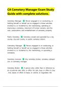 CA Cemetery Manager Exam Study Guide with complete solutions &vert;Latest 2024&sol;2025
