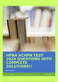 HPNA ACHPN TEST 2024 QUESTIONS WITH COMPLETE SOLUTIONS&excl;&excl;