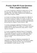 Practice Math RN Exam Questions With Complete Solutions