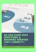 AG-CNS EXAM 2024 QUESTIONS & ANSWERS VERIFIED 100&percnt; CORRECT&excl;&excl;