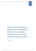 MACM 316 Final Exam Questions and Answers 2024 with complete solution&semi; Simon Fraser UniversitySchool name