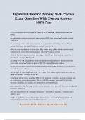 Inpatient Obstetric Nursing 2024 Practice Exam Questions With Correct Answers 100&percnt; Pass