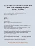 Inpatient Obstetrical Certification NCC 2024 Study Guide Questions With Correct Answers 100&percnt; Pass
