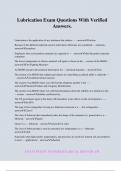 Lubrication Exam Questions With Verified Answers&period;