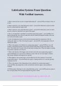 Lubrication Systems Exam Questions With Verified Answers&period;