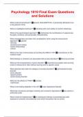 Psychology 1010 Final Exam Questions and Solutions