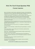 MAC Pre-Test E Exam Questions With Correct Answers