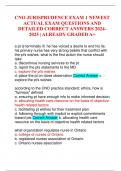 CNO JURISPRUDENCE EXAM 1 NEWEST ACTUAL EXAM QUESTIONS AND DETAILED CORRECT ANSWERS 2024- 2025 &vert; ALREADY GRADED A&plus;