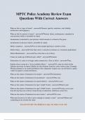 MPTC Police Academy Review Exam Questions With Correct Answers