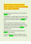 PSI PA Property and Casualty Exam Guide &vert; Questions and Correct Solutions Latest Update 2024&sol;2025