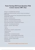Neuro Nursing 2024 Exam Questions With Correct Answers 100&percnt; Pass