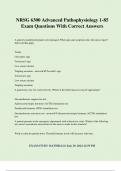 NRSG 6300 Advanced Pathophysiology 1-85 Exam Questions With Correct Answers