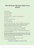 NSG 456 Exam 1 Questions With Correct Answers