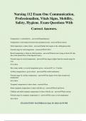 Nursing 112 Exam One Communication&comma; Professionalism&comma; Vitals Signs&comma; Mobility&comma; Safety&comma; Hygiene&period; Exam Questions With Correct Answers&period;