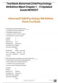 Abnormal Child Psychology 8th Edition Mash Test Bank NEWEST