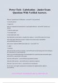 Power Tech - Lubrication &ndash; Junior Exam Questions With Verified Answers&period;
